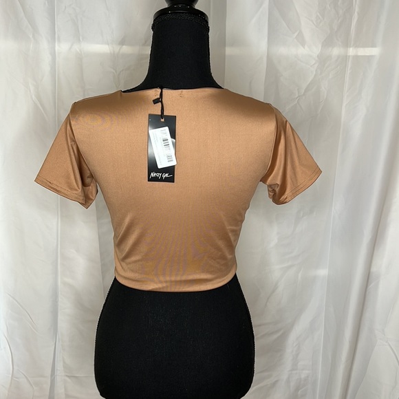 NastyGal Camel Crop Top Fitted size 6 NWT - Picture 2 of 5